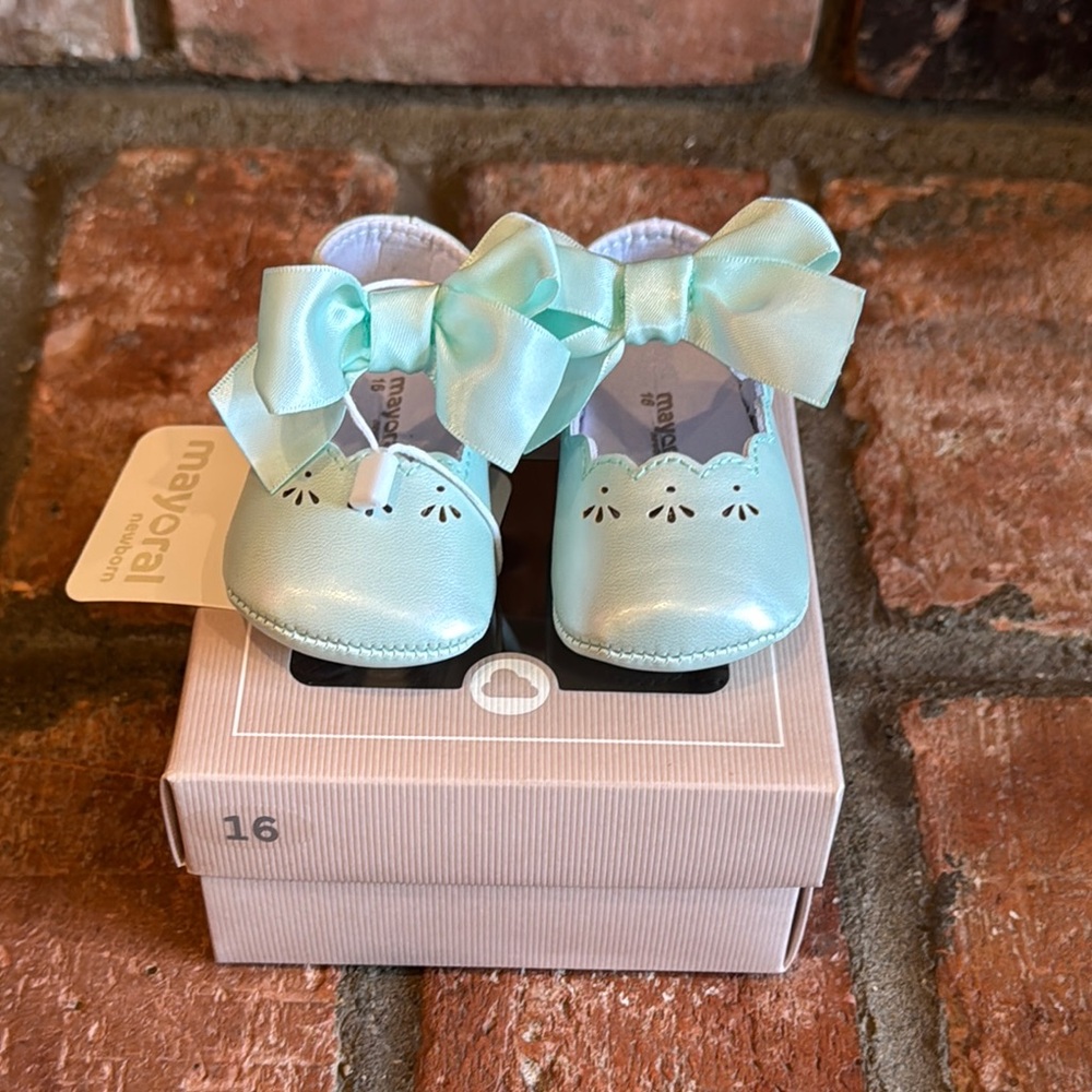 Mayoral Sea Green Baby Walker Shoes with Soft Soles